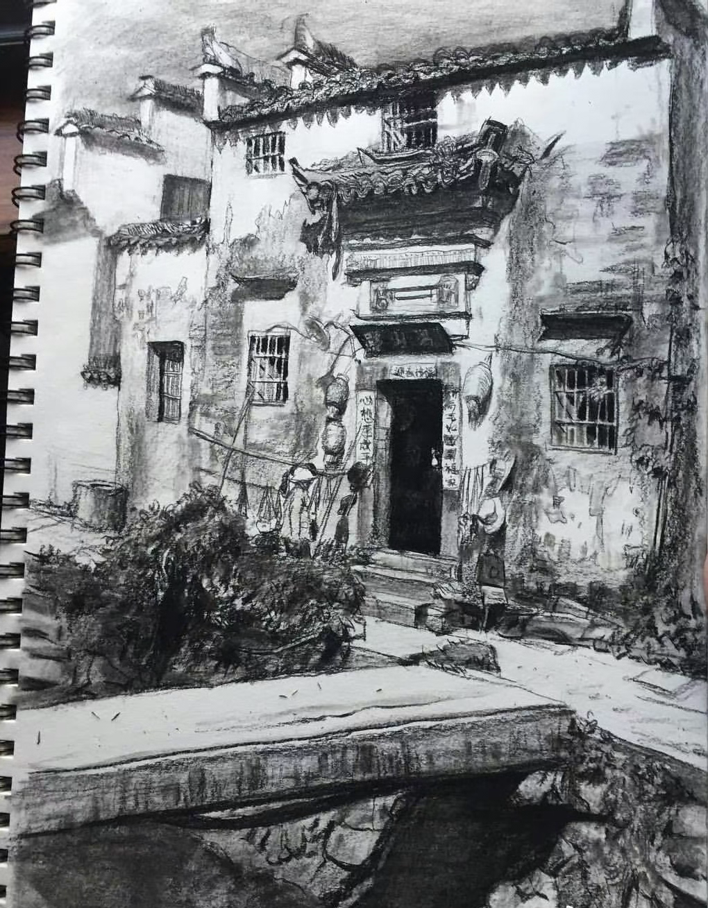 Architectural courtyard sketch