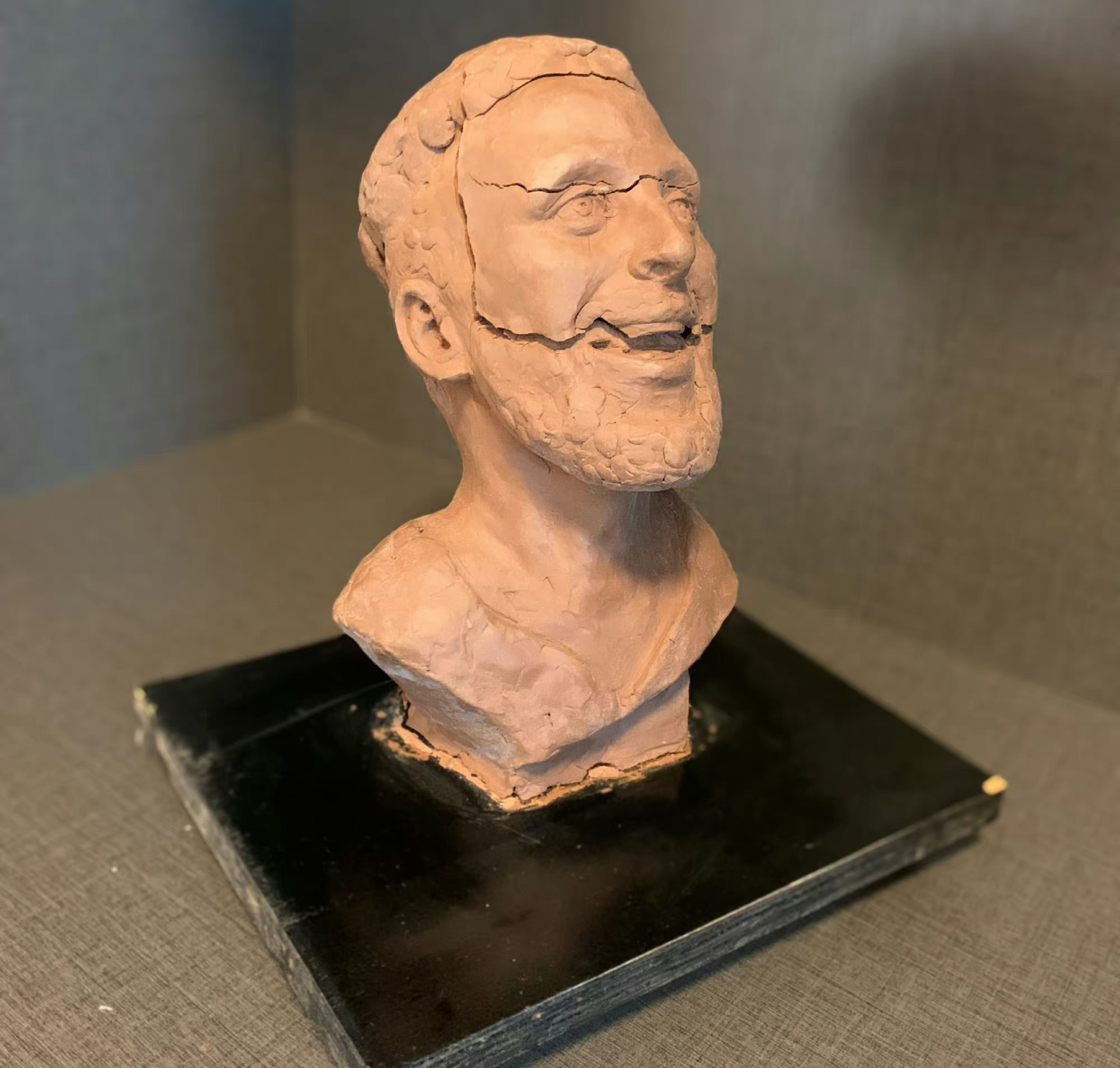 Clay portrait bust sculpture