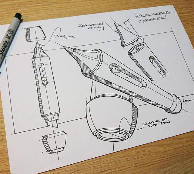 Technical product sketch page