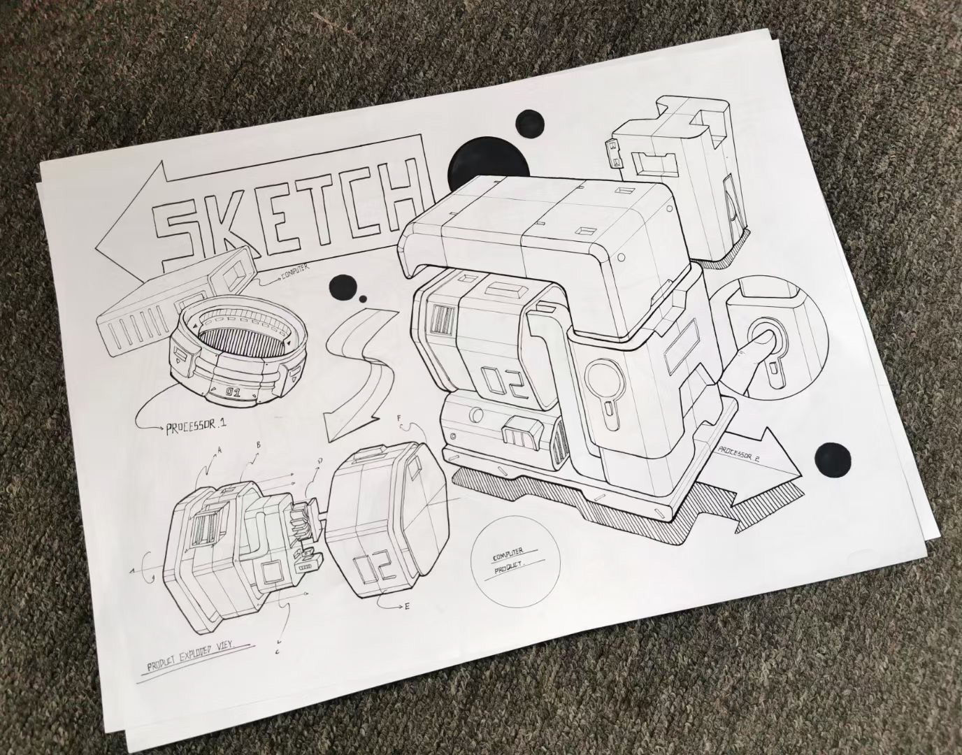 Industrial product sketch sheet