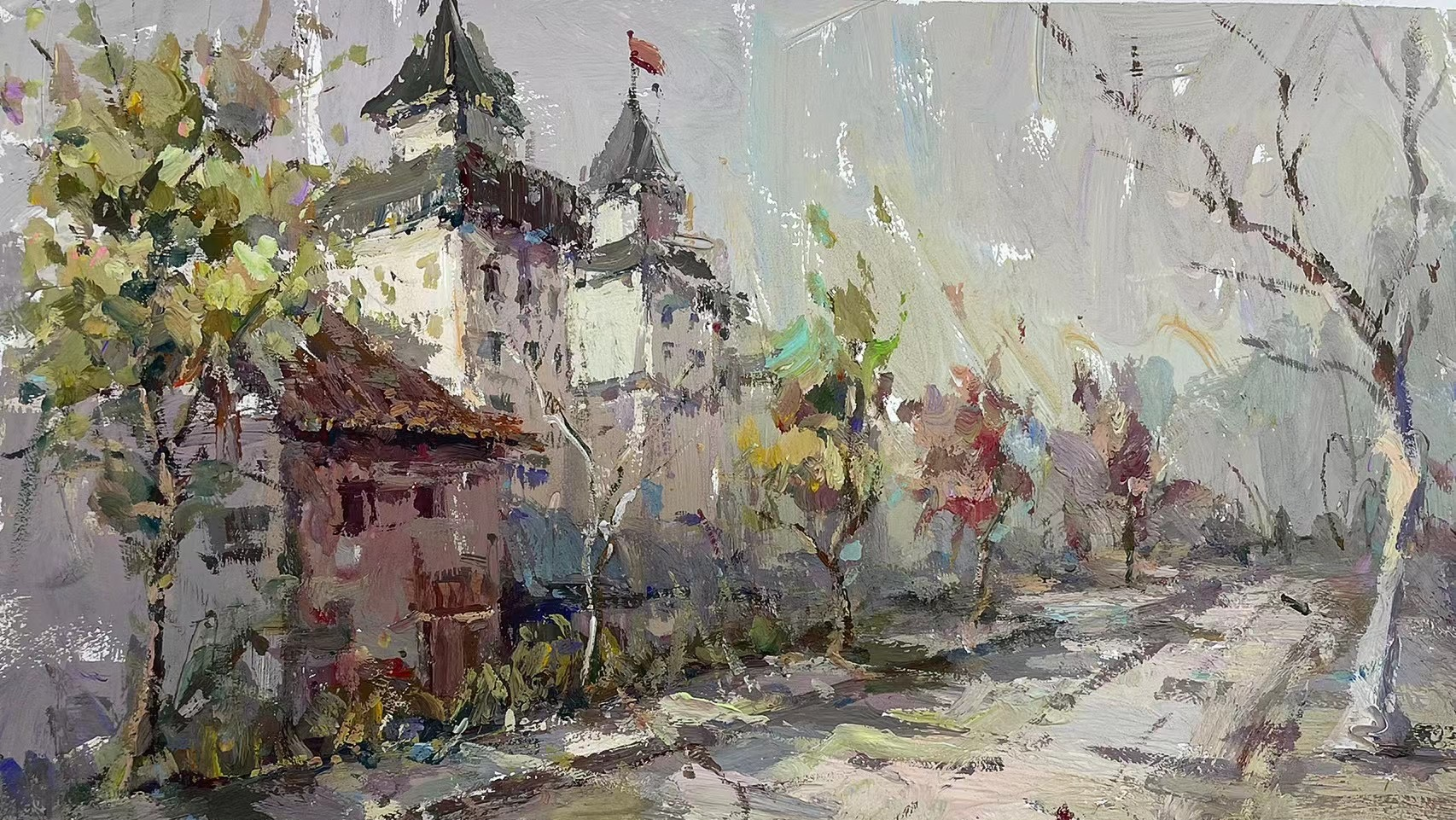 Loose village landscape colour study