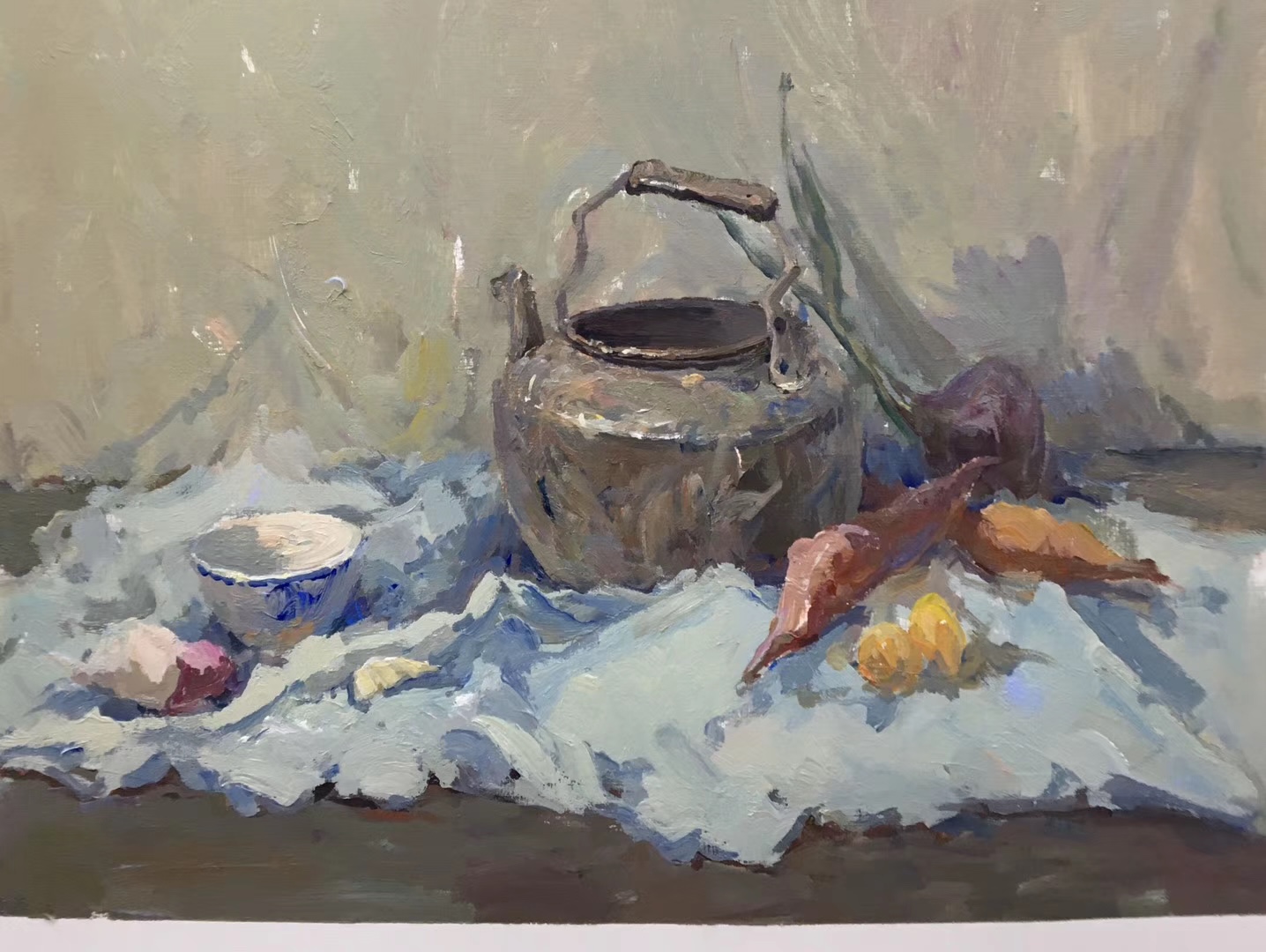 Painted kettle still-life study