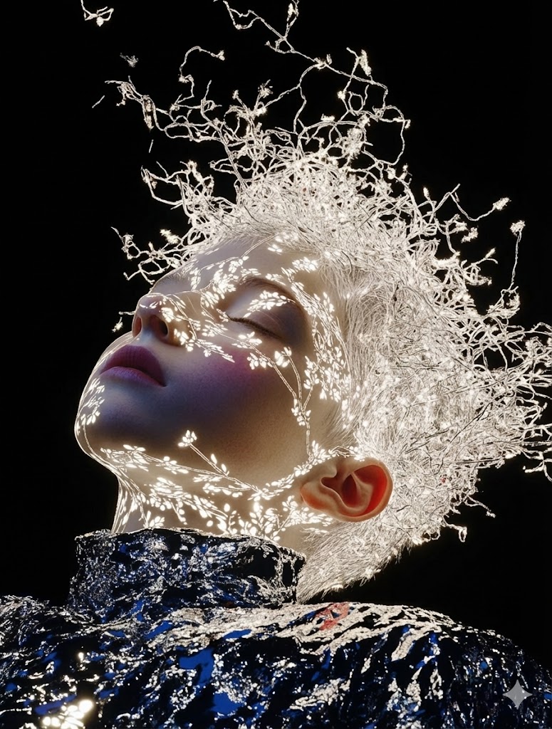 AI-generated bioluminescent portrait
